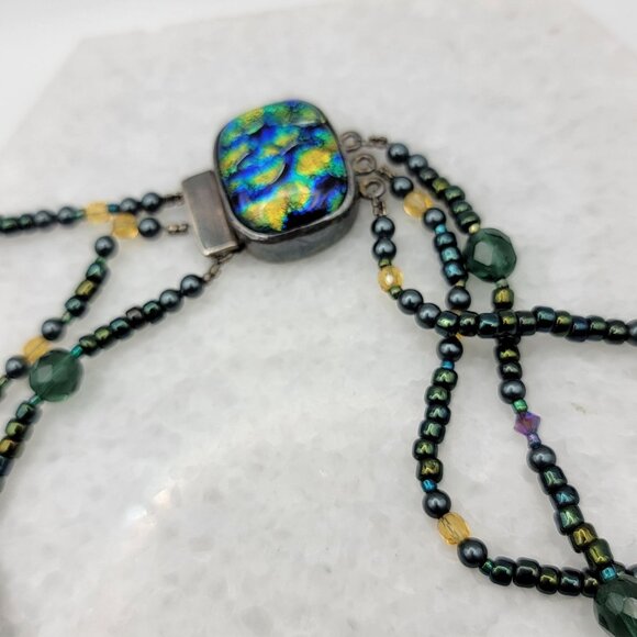 Multistrand Tahitian Circle Freshwater Pearls Necklace 925 Silver Clasp - Picture 2 of 4